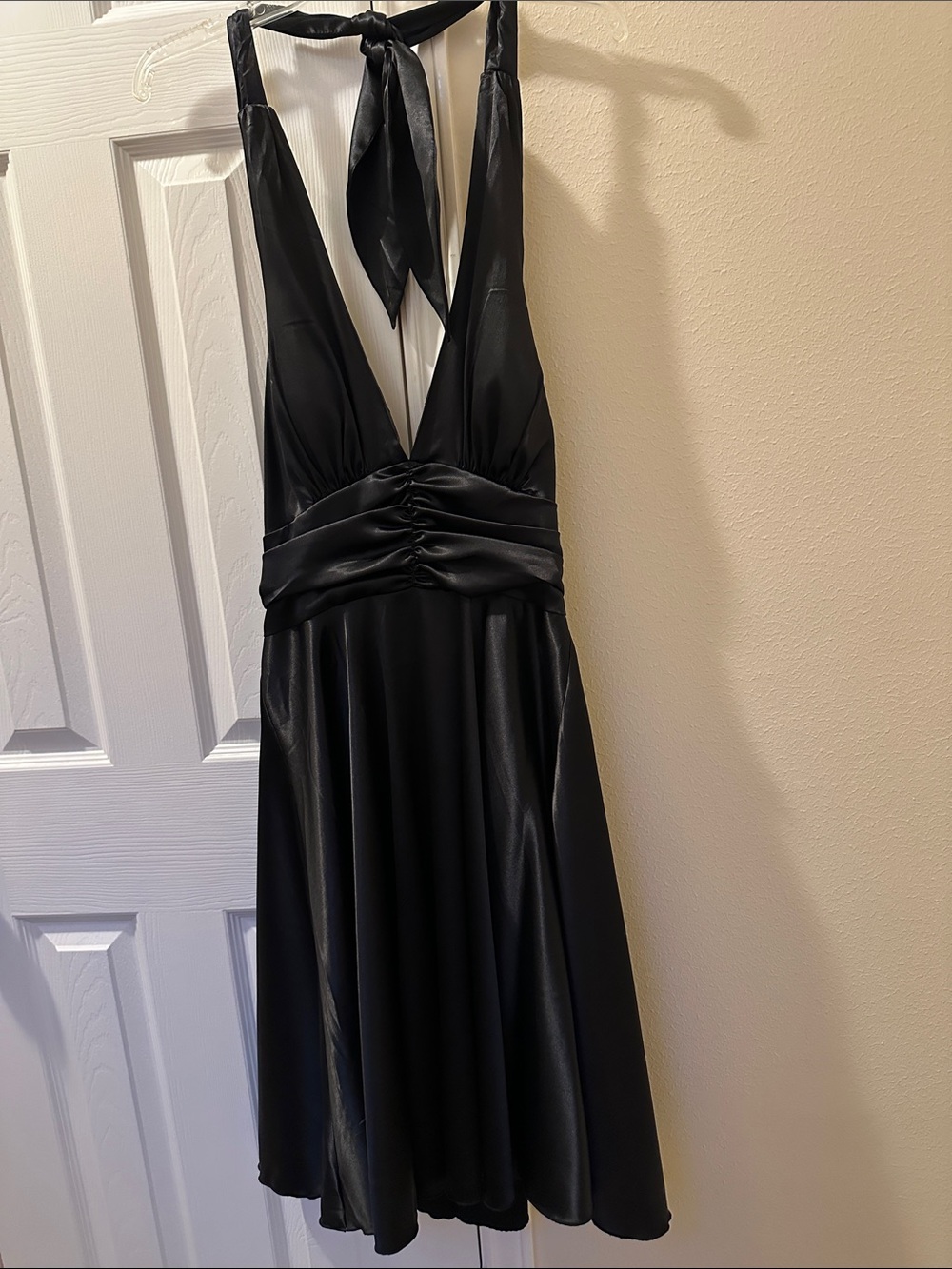 Forever 21 Black Satin Halter Dress